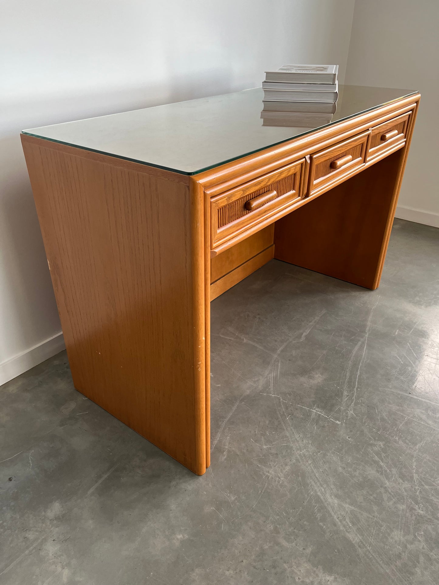 Vintage Timber and Cane Desk
