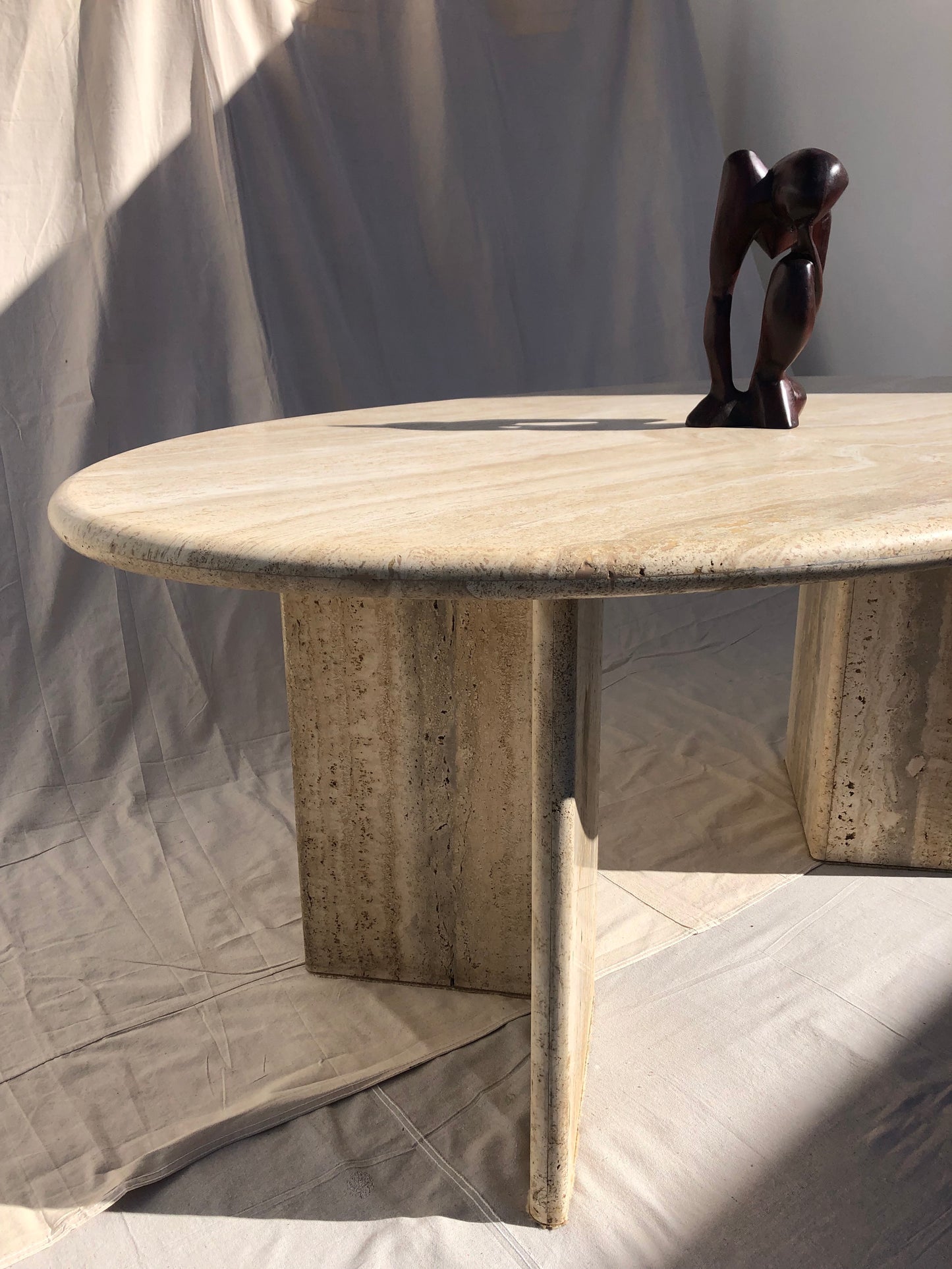 Vintage Oval Travertine Dining Table