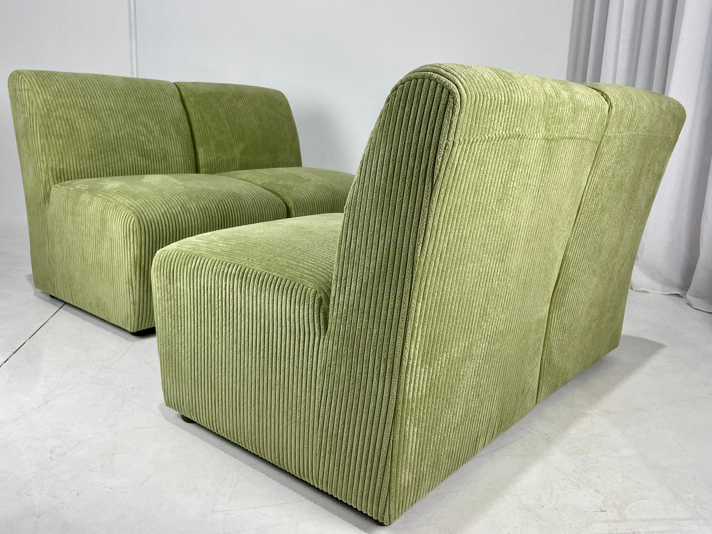- Green Corduroy Lounge Chair - Four Available