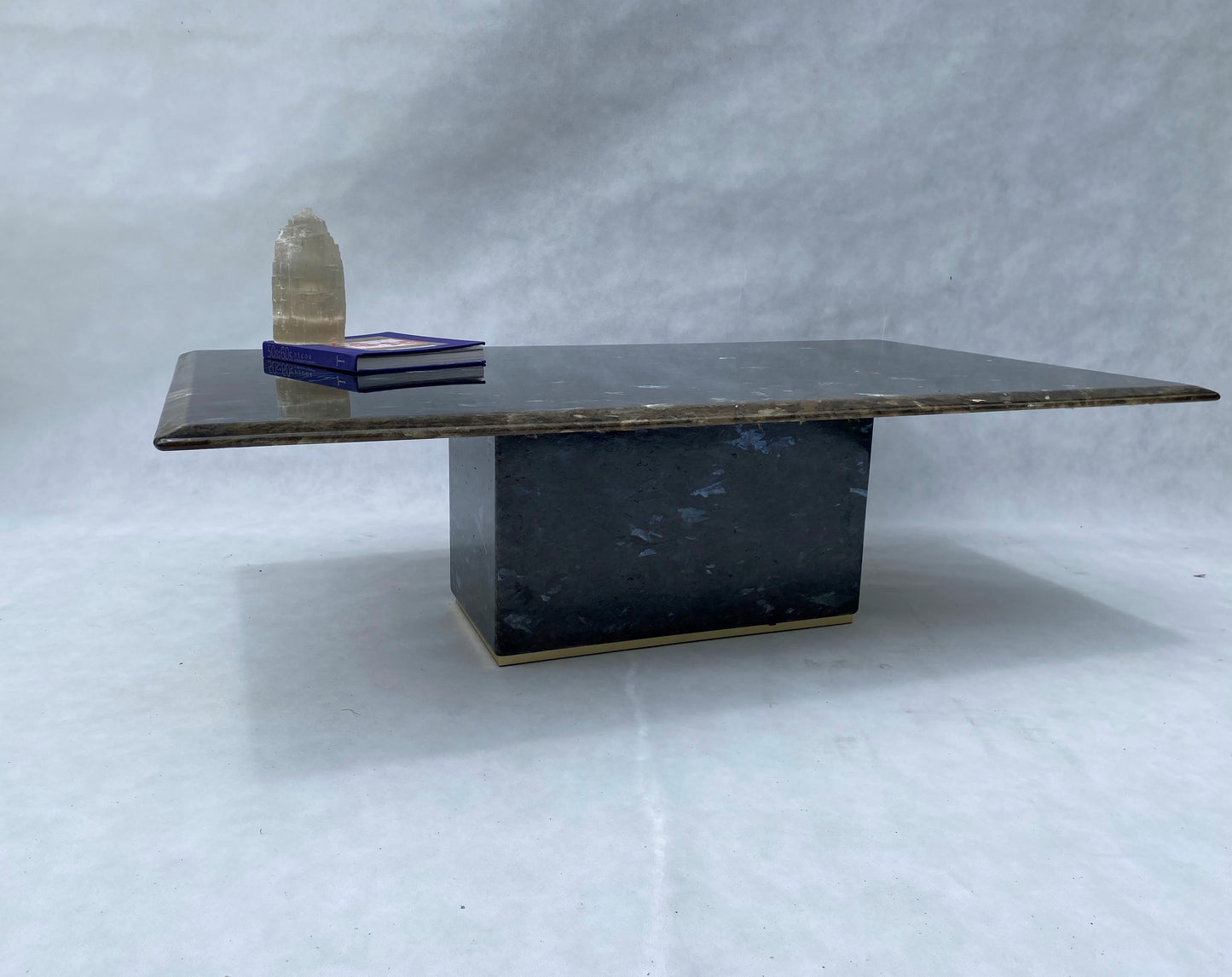 Rectangular Blue Labradorite Pedestal Base Coffee Table