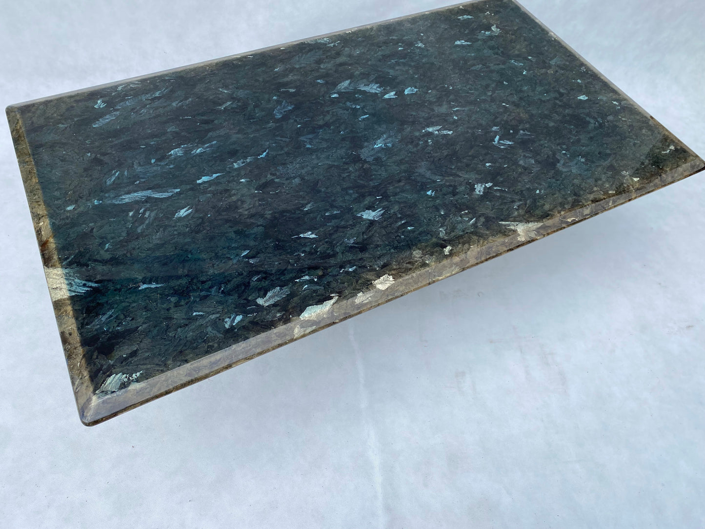 Rectangular Blue Labradorite Pedestal Base Coffee Table