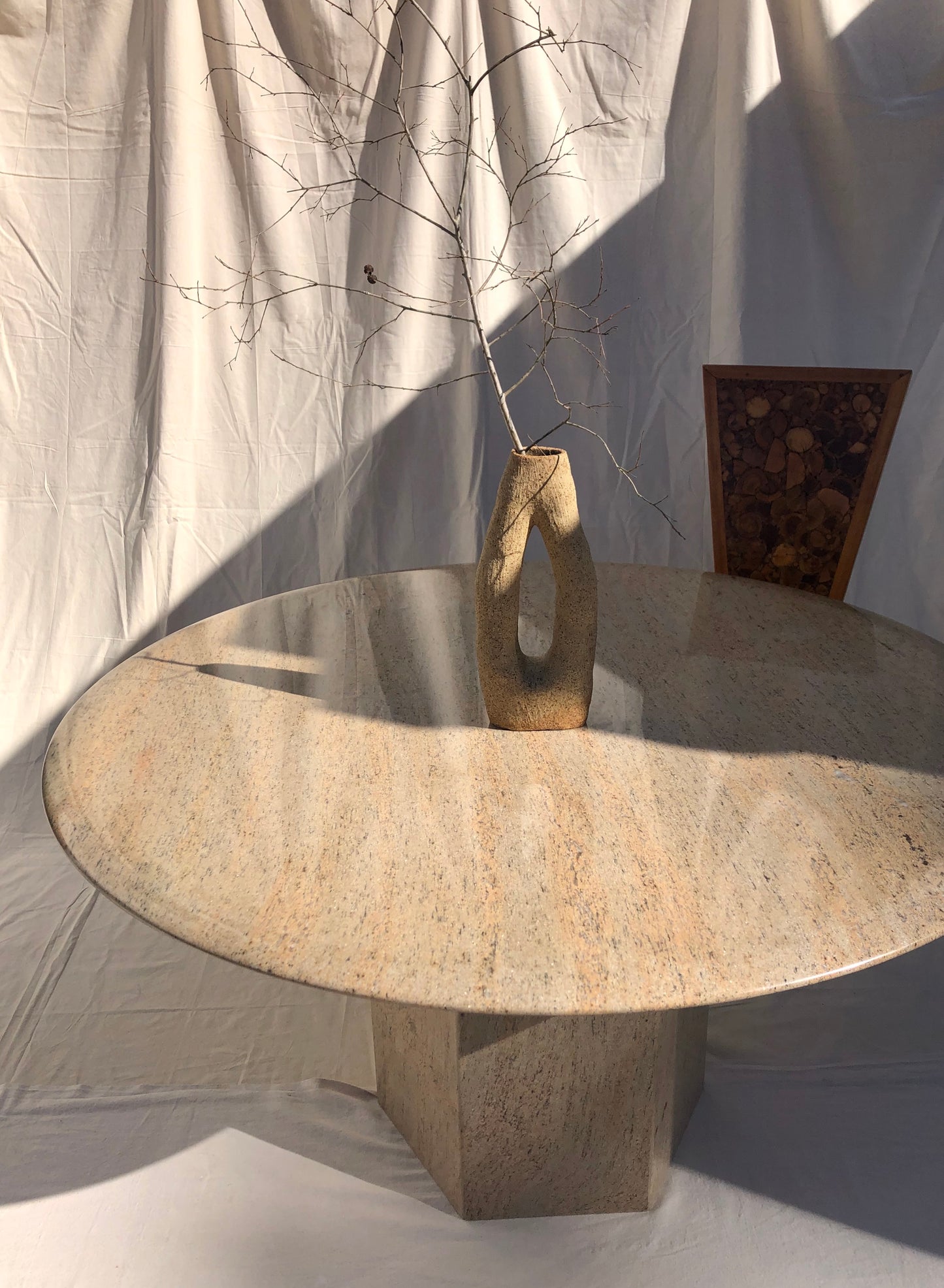 Vintage Round Granite Dining Table
