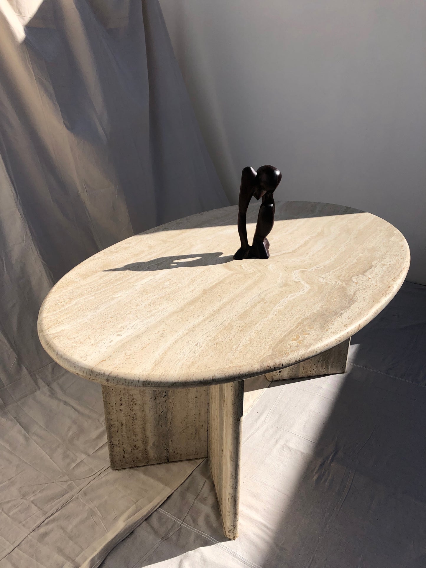 Vintage Oval Travertine Dining Table