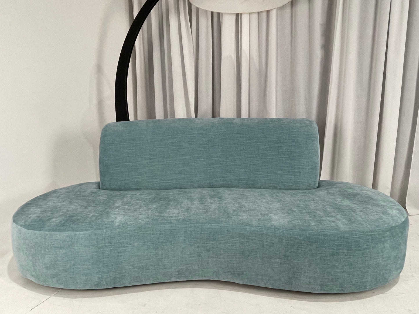 - Vintage Sky Blue Curved Sofa