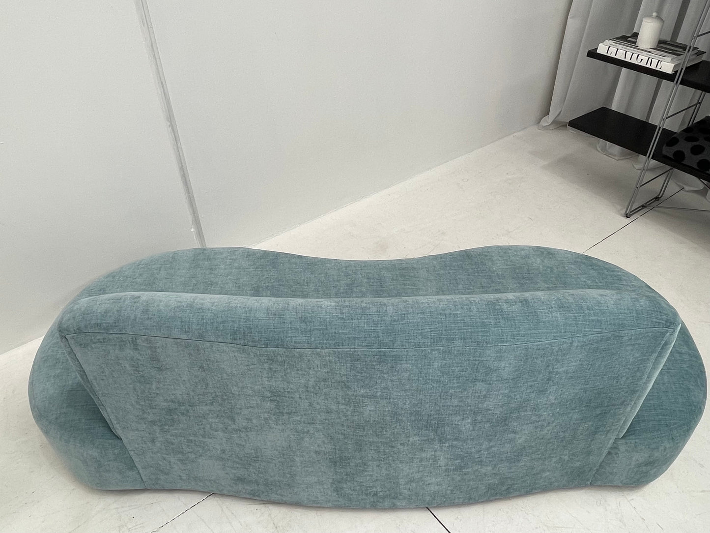 - Vintage Sky Blue Curved Sofa