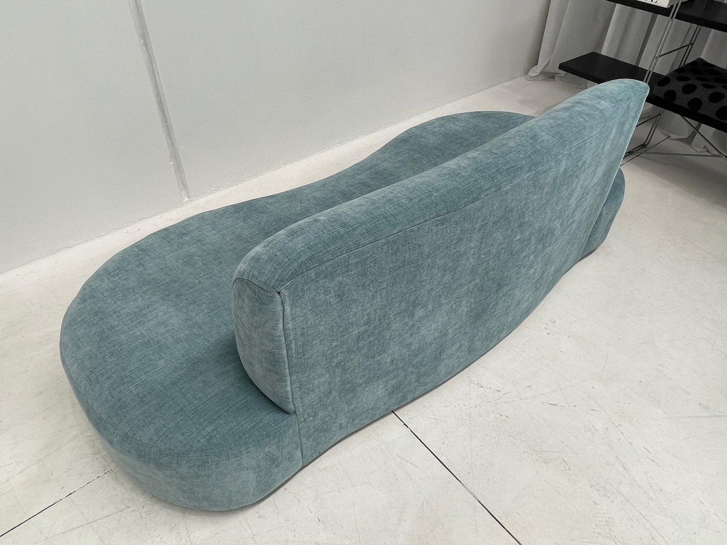 - Vintage Sky Blue Curved Sofa