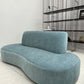 - Vintage Sky Blue Curved Sofa