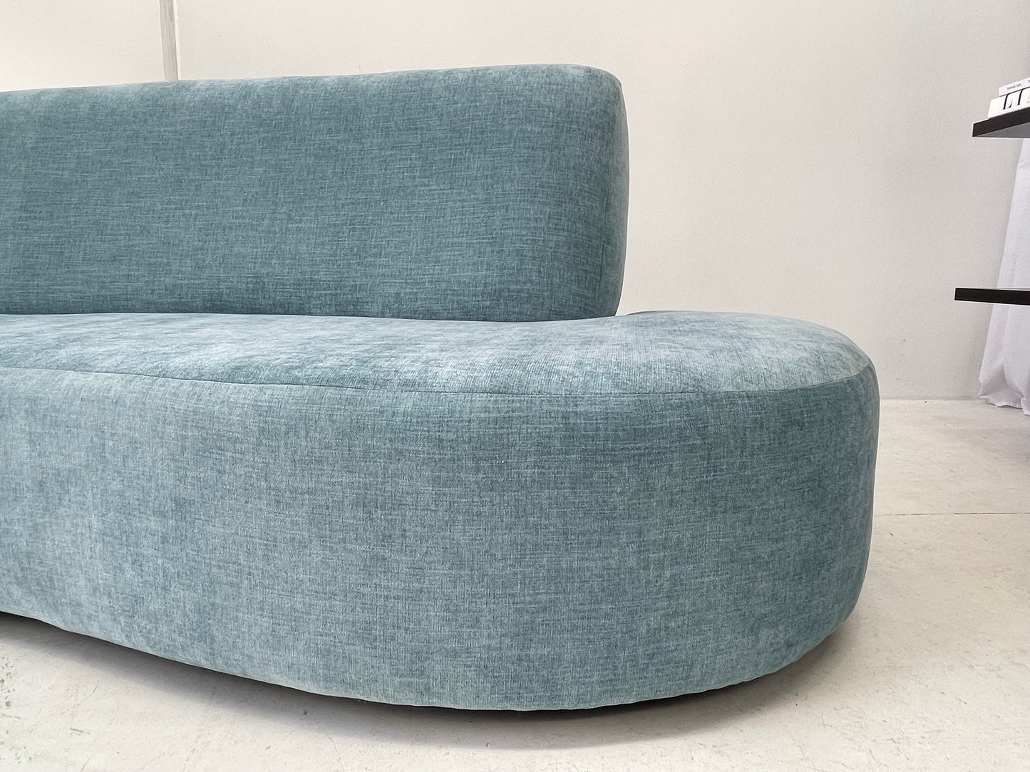 - Vintage Sky Blue Curved Sofa