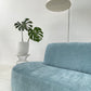 - Vintage Sky Blue Curved Sofa