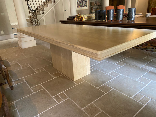 - Polished Travertine Dining Table