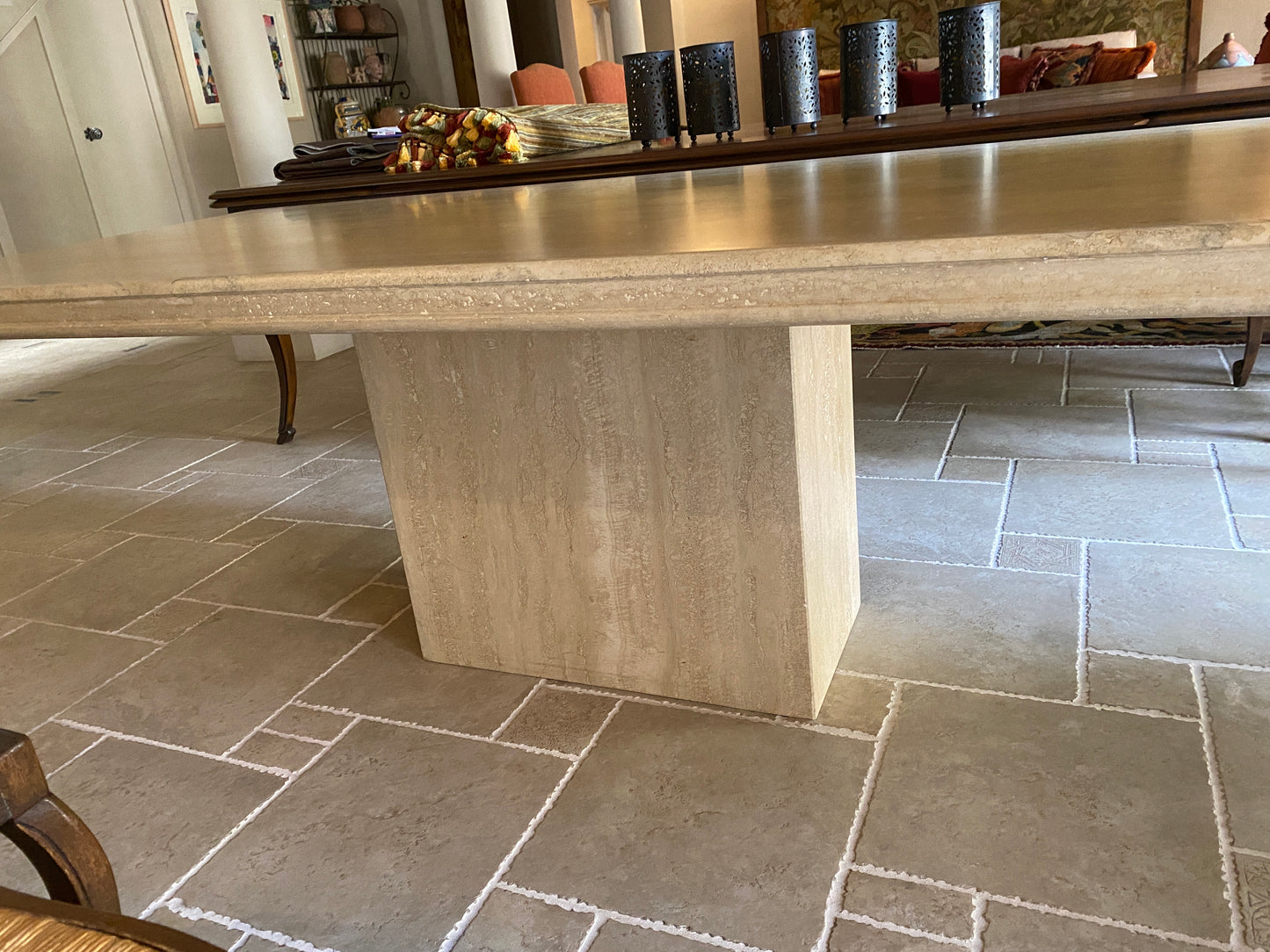 - Polished Travertine Dining Table