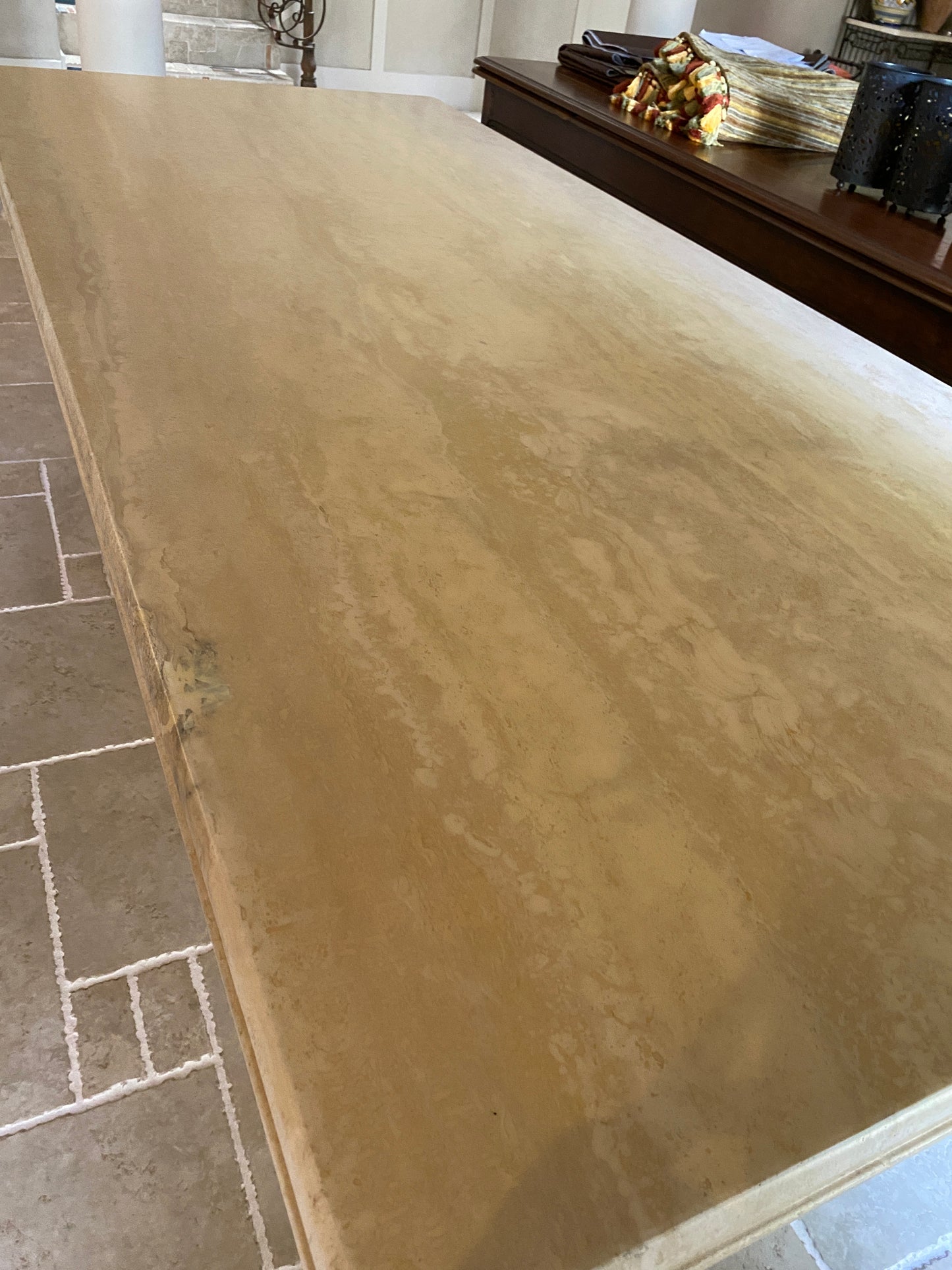 - Polished Travertine Dining Table
