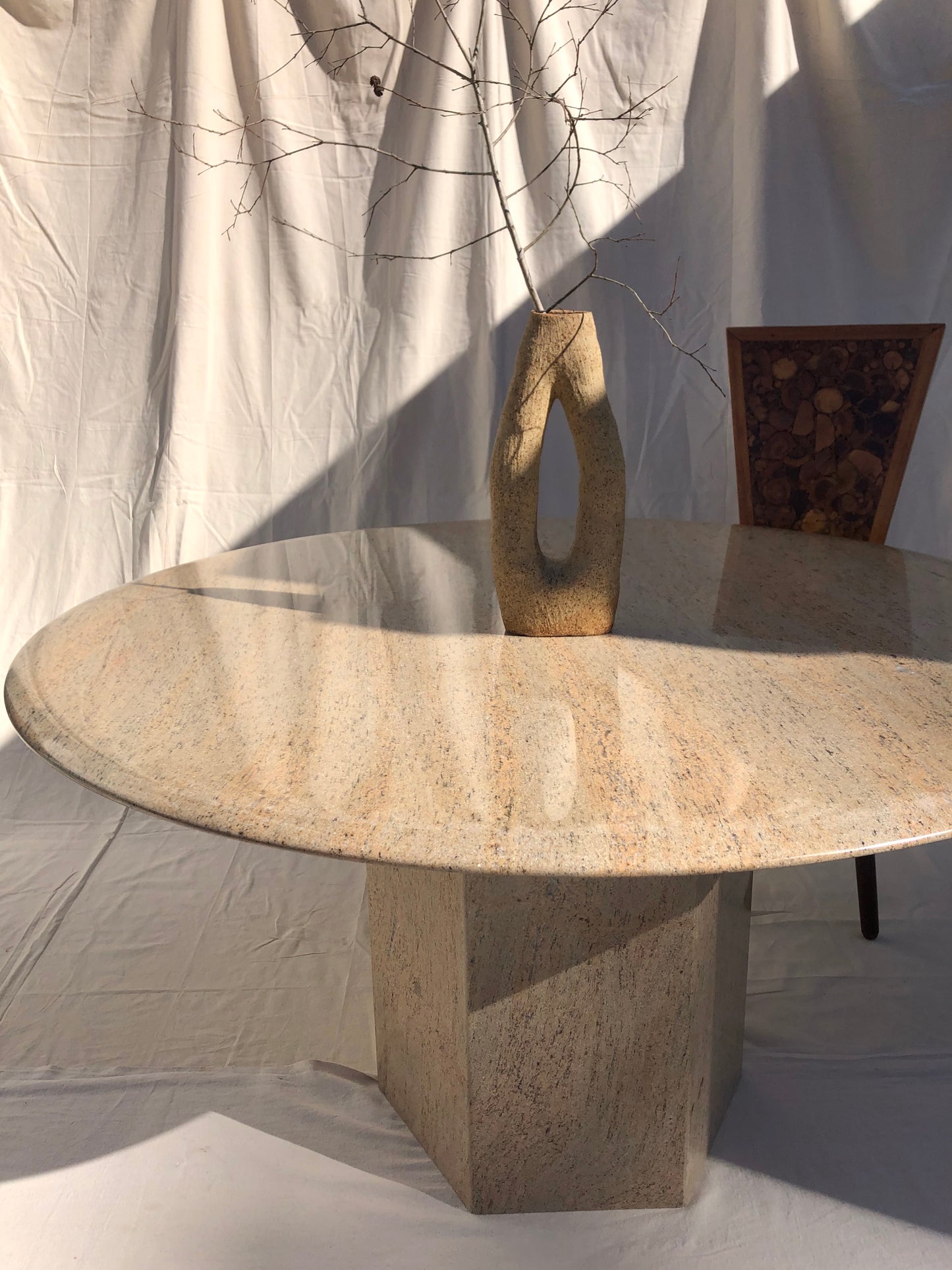 Vintage Round Granite Dining Table