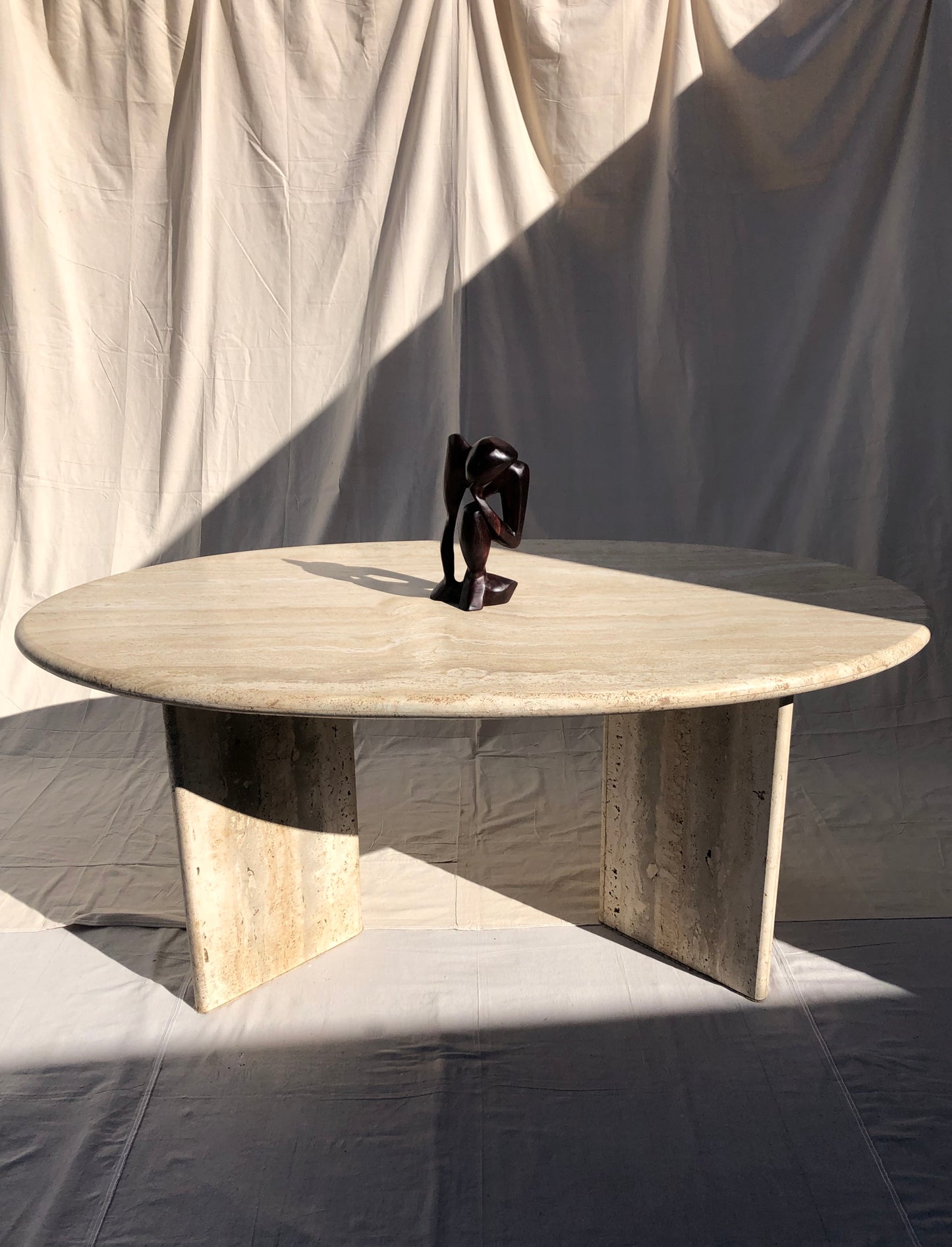 Vintage Oval Travertine Dining Table