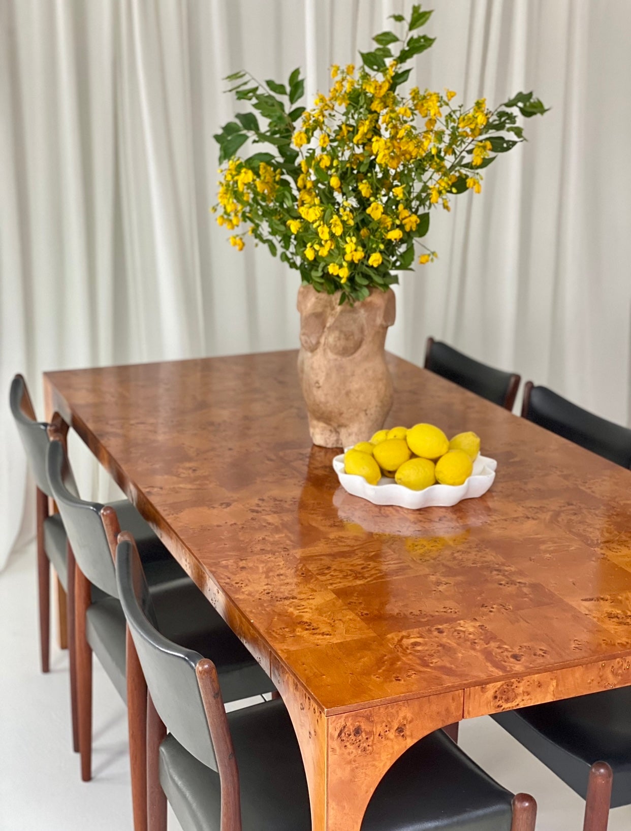 - Maple Burl Veneer Dining Table