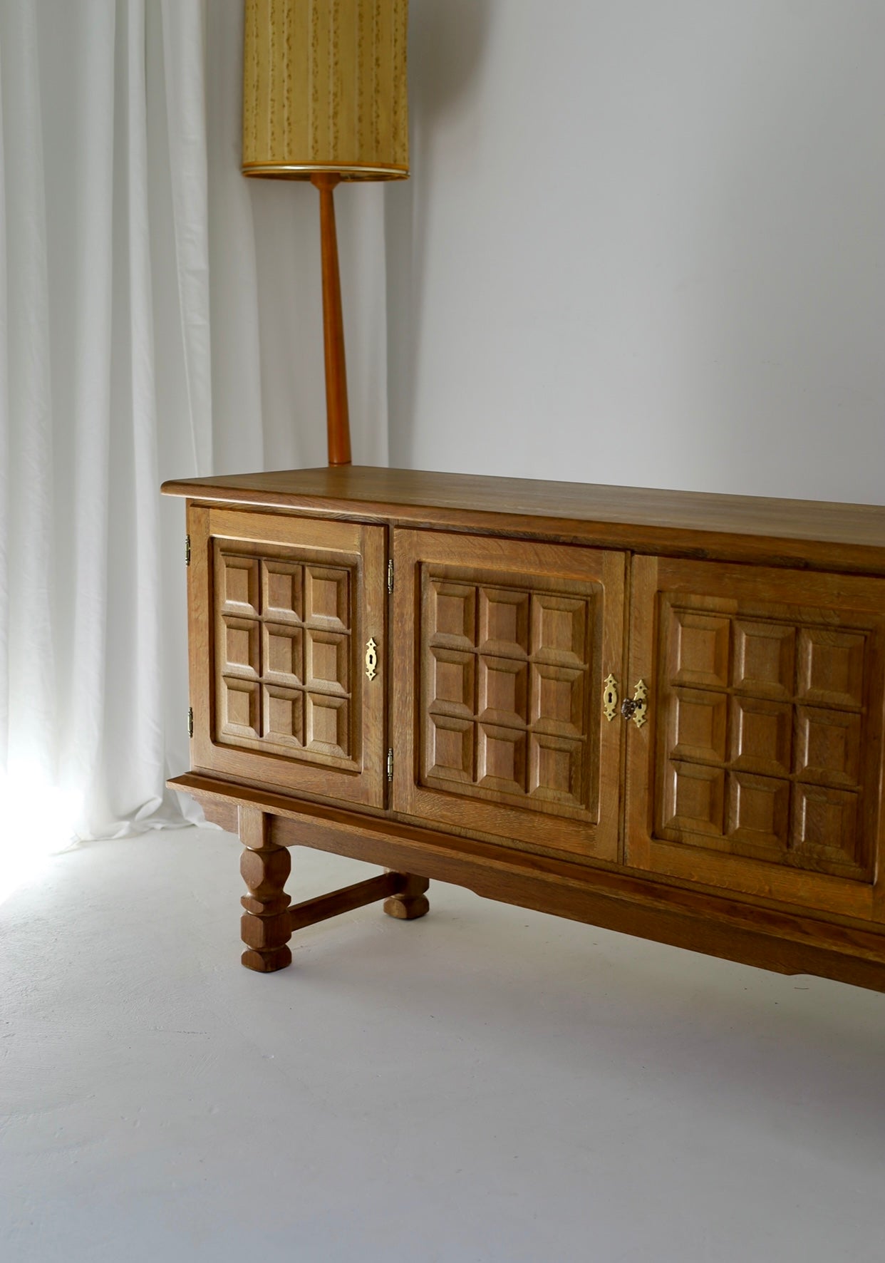 - Mid Century Brutalist Oak Sideboard