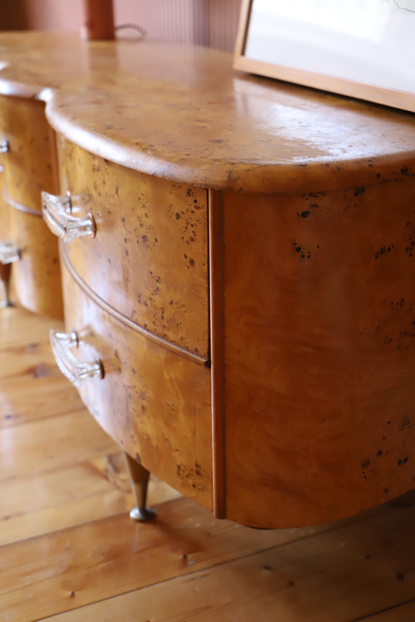 Burl Veneer Low Line Deco Dresser
