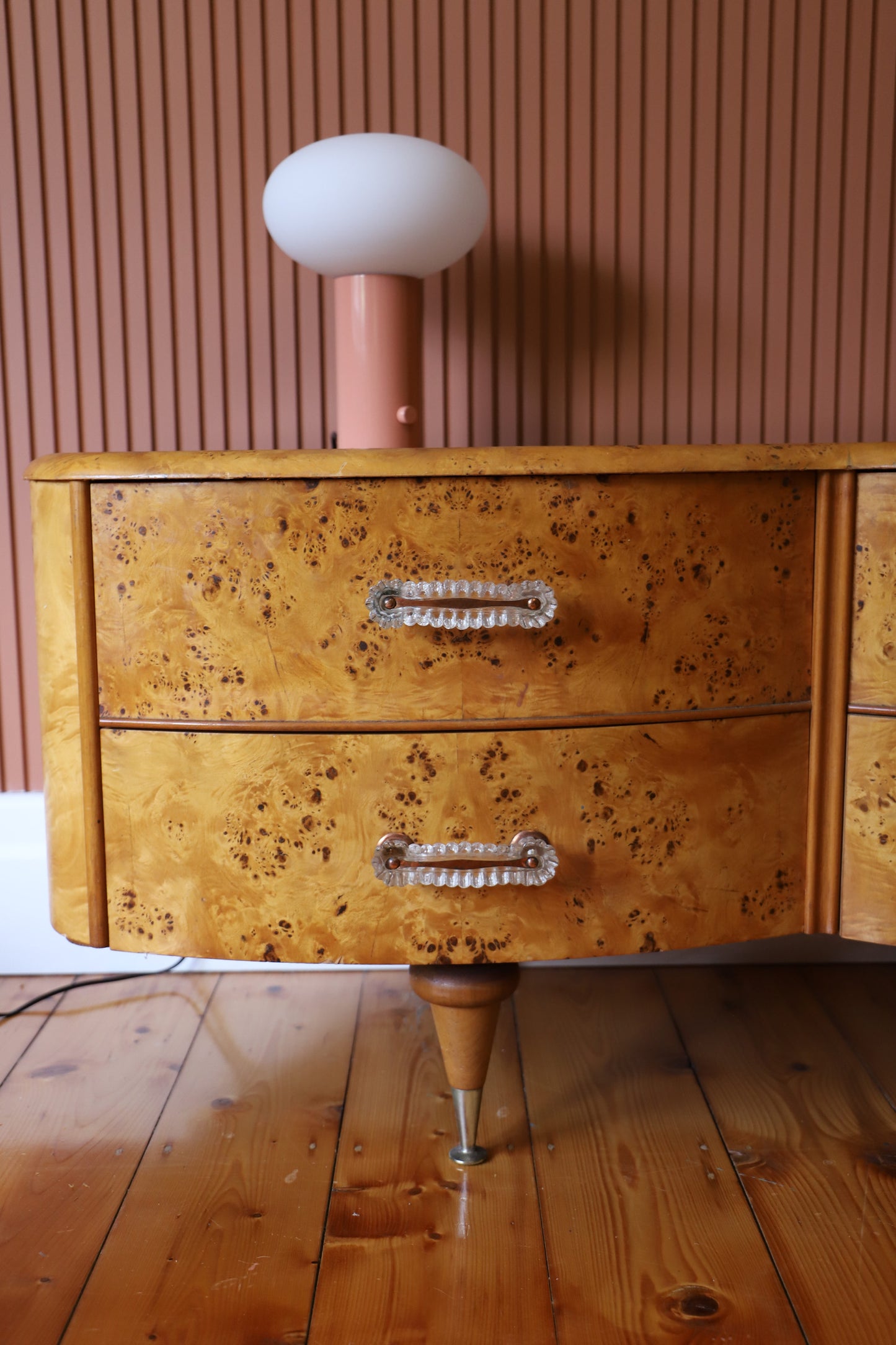 Burl Veneer Low Line Deco Dresser