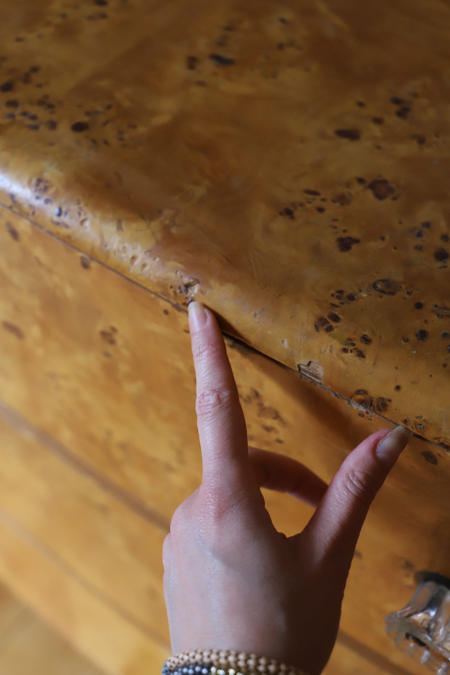 Burl Veneer Tallboy Deco Dresser