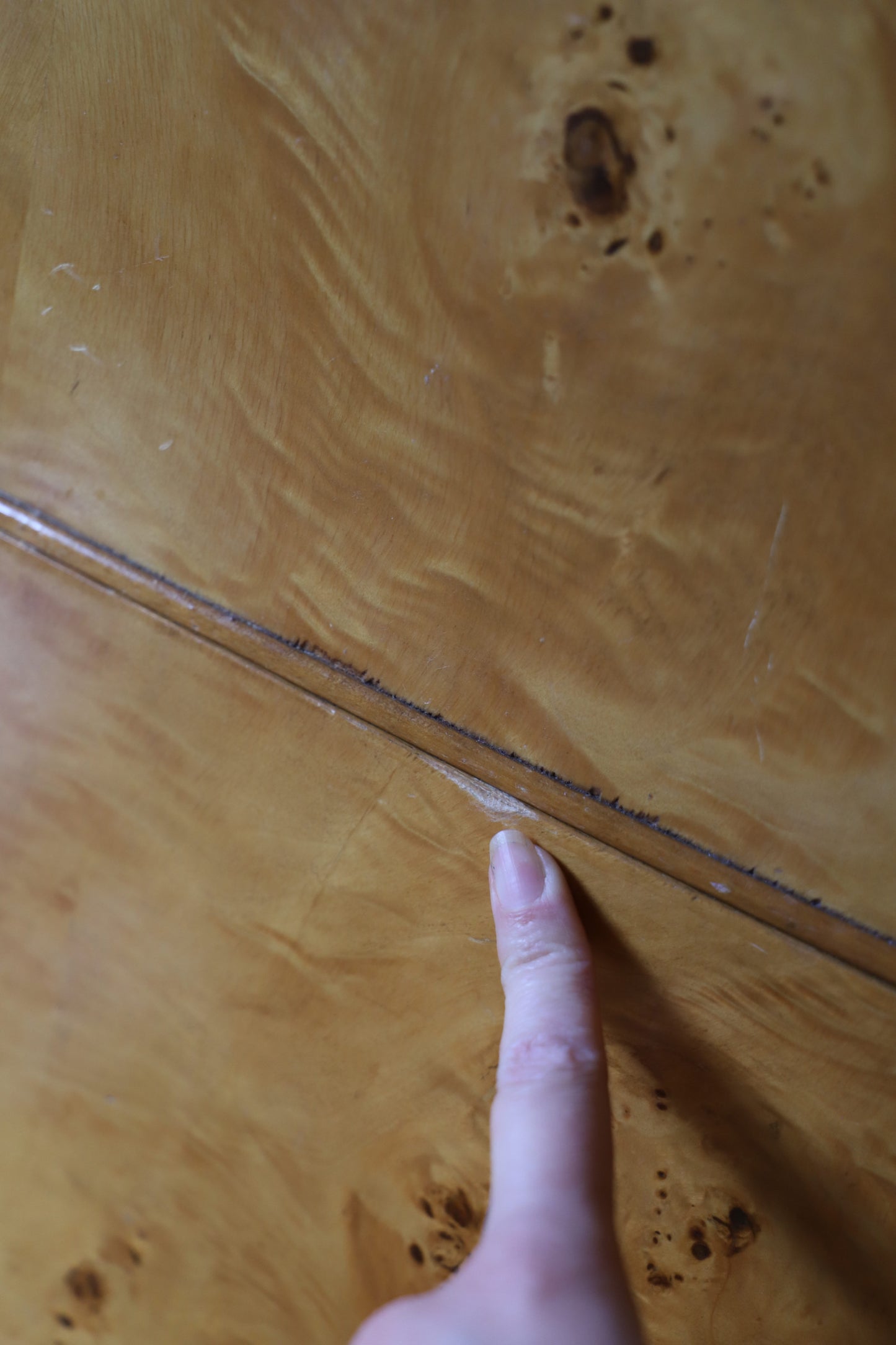 Burl Veneer Tallboy Deco Dresser