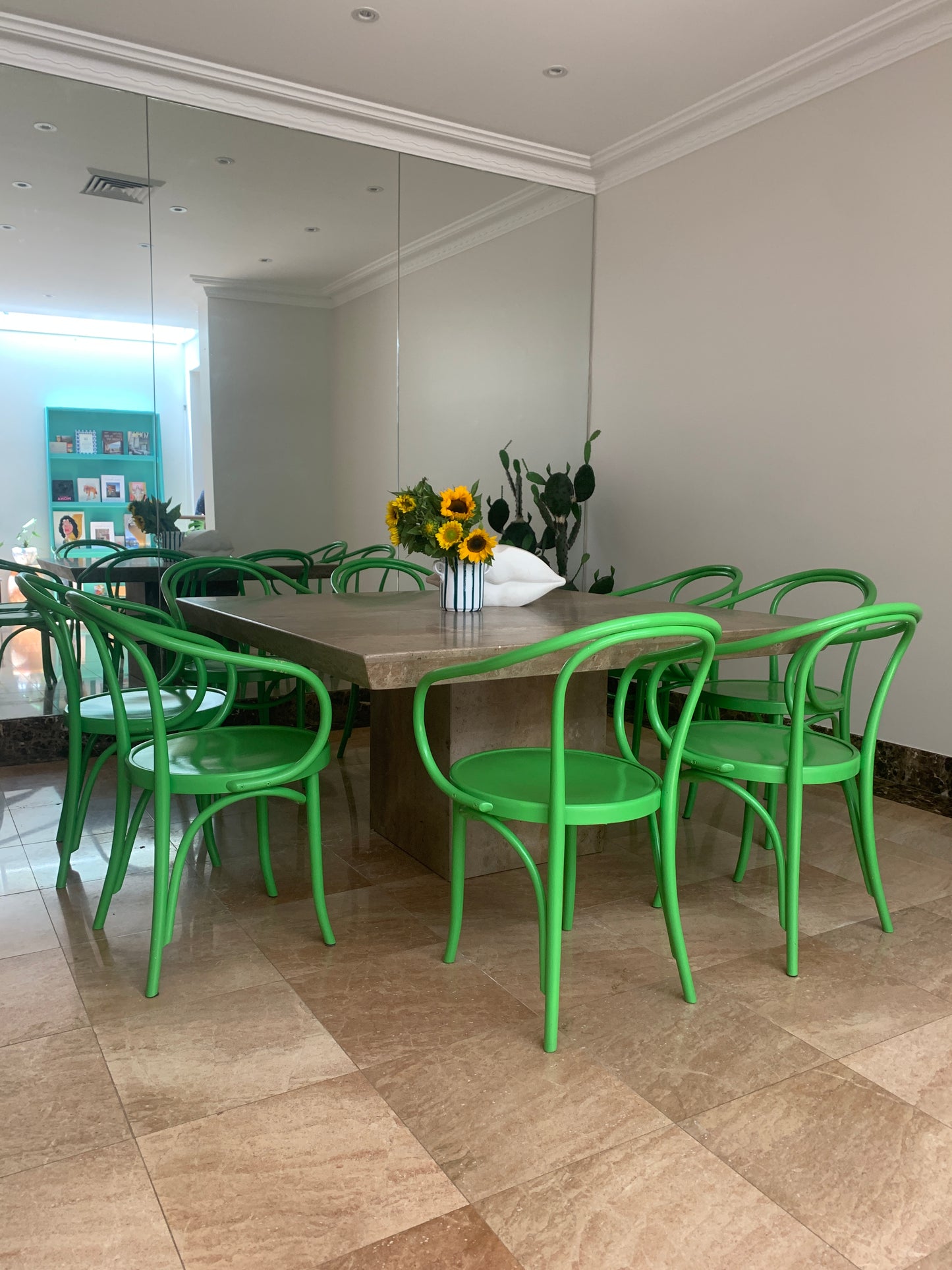 - Large Square Travertine Dining Table