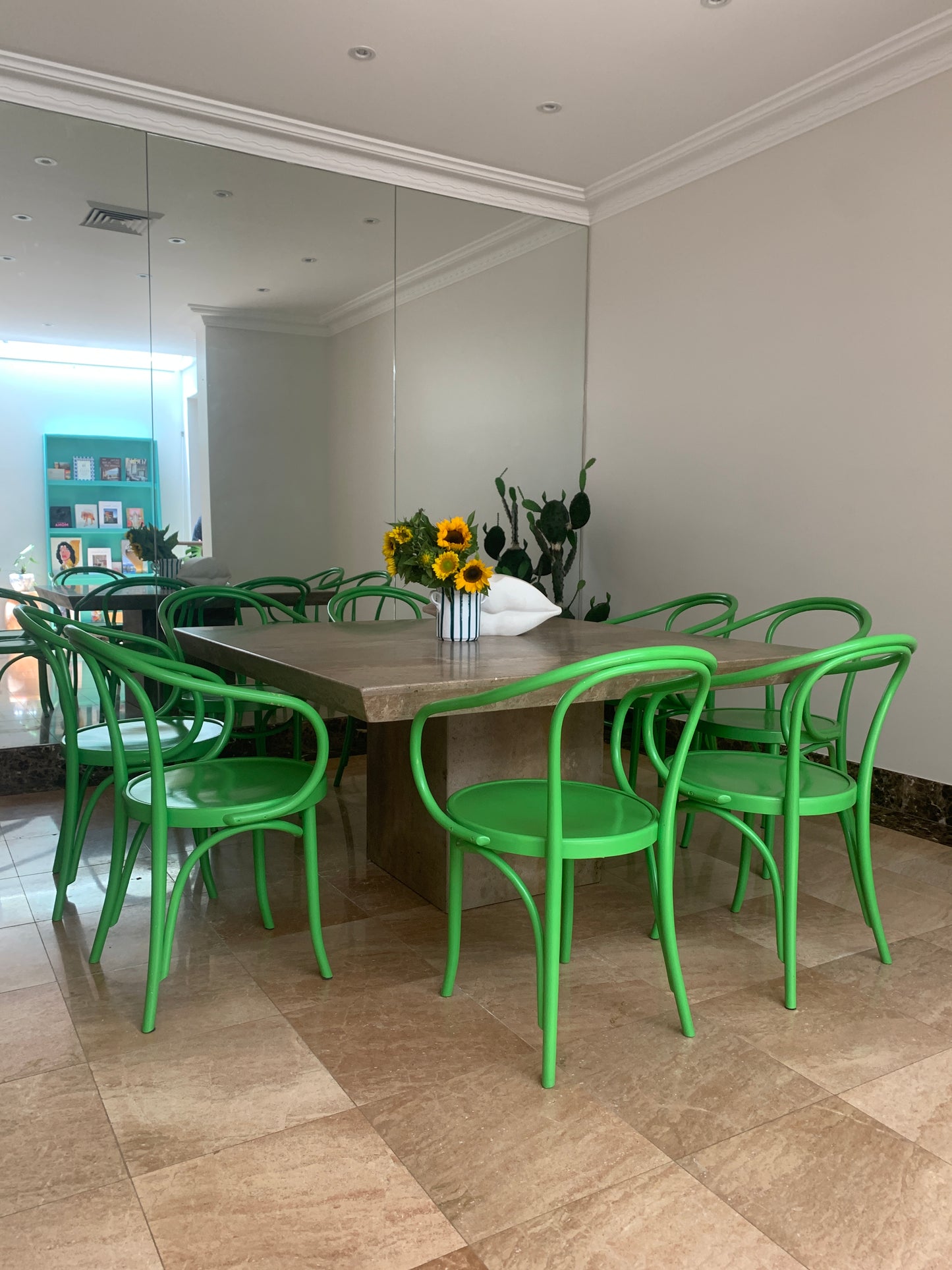 - Large Square Travertine Dining Table
