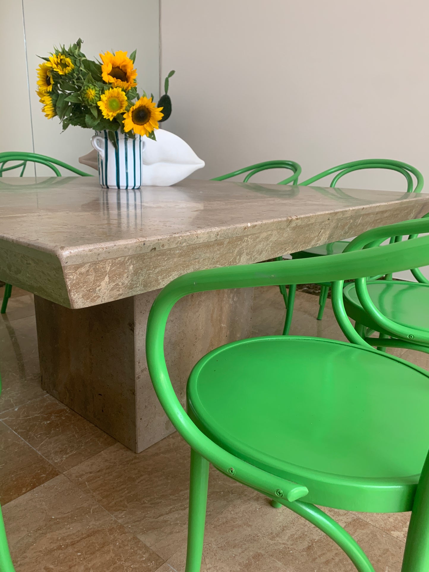 - Large Square Travertine Dining Table