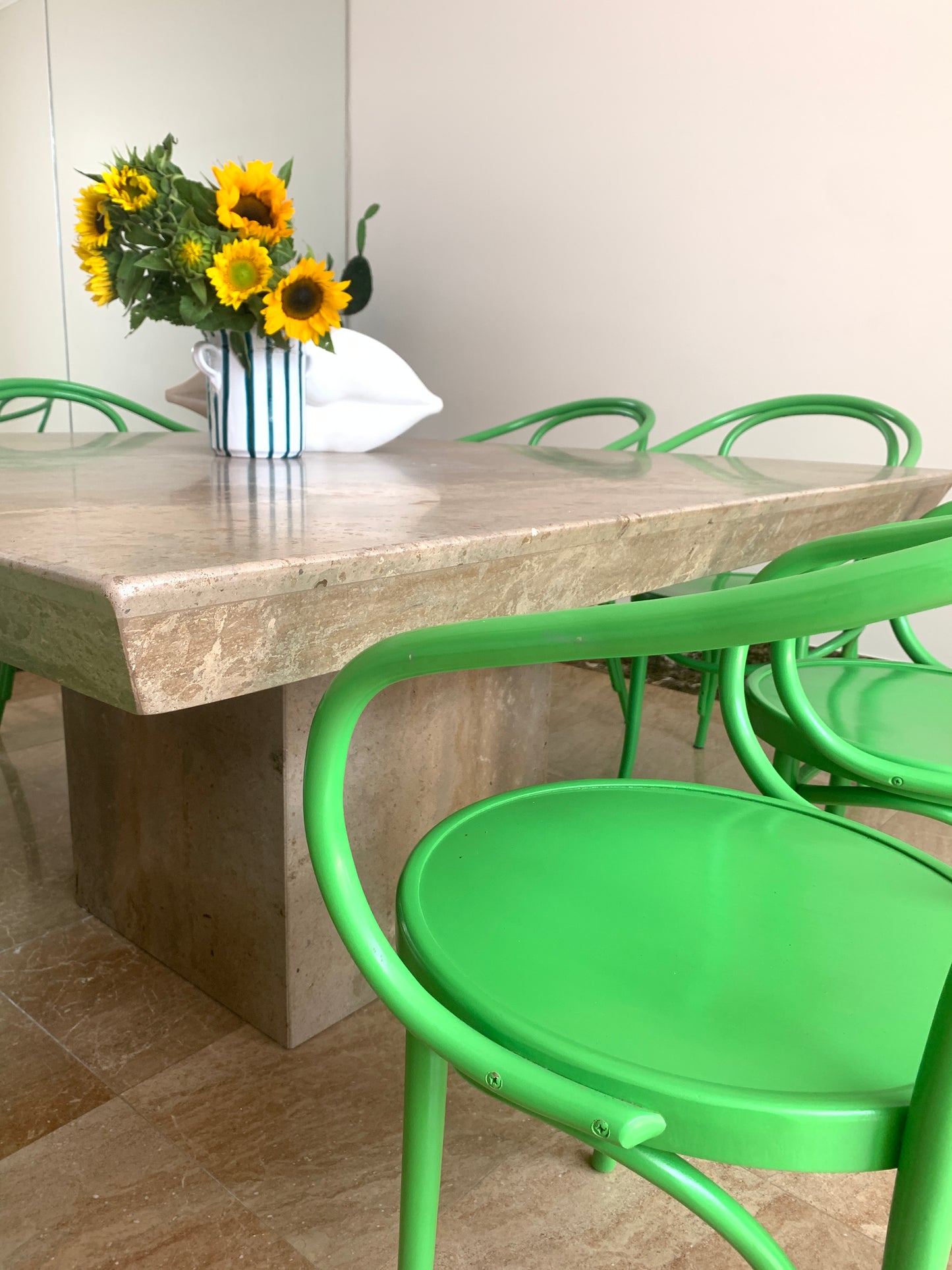 - Large Square Travertine Dining Table