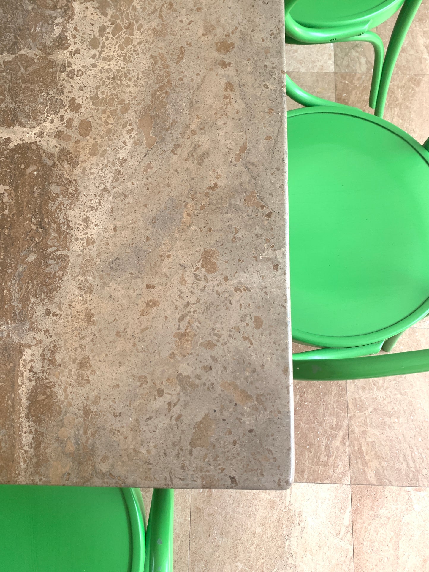 - Large Square Travertine Dining Table