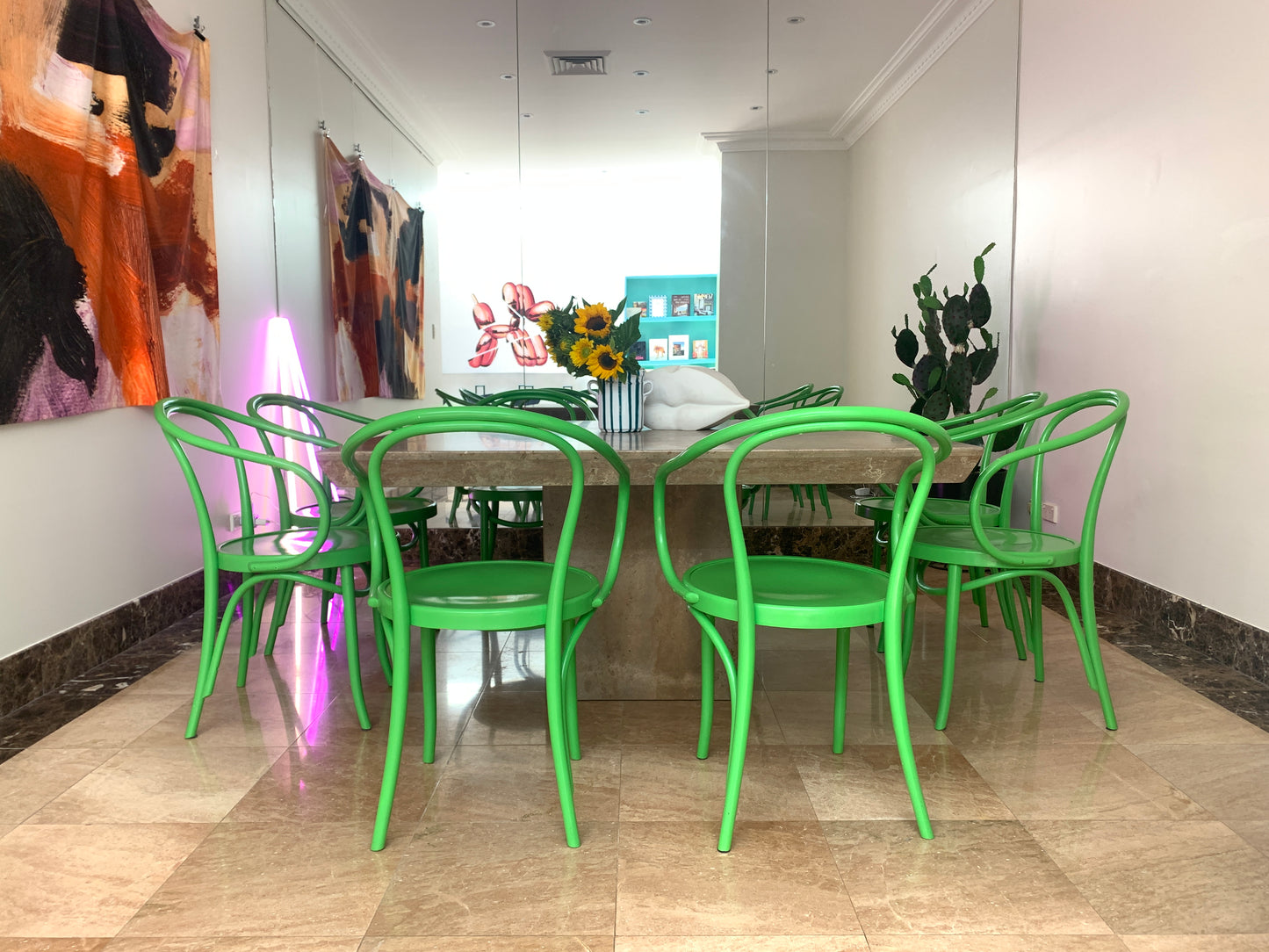 - Large Square Travertine Dining Table