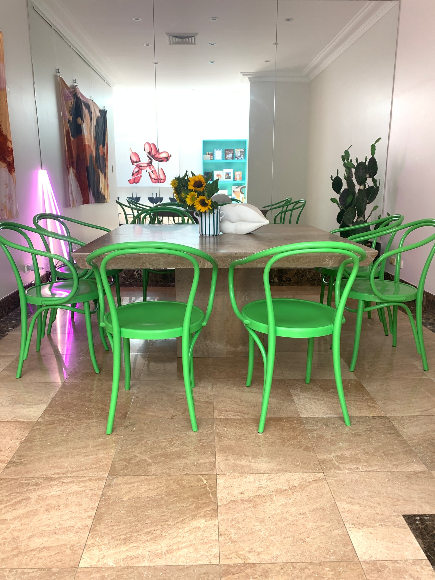 - Large Square Travertine Dining Table