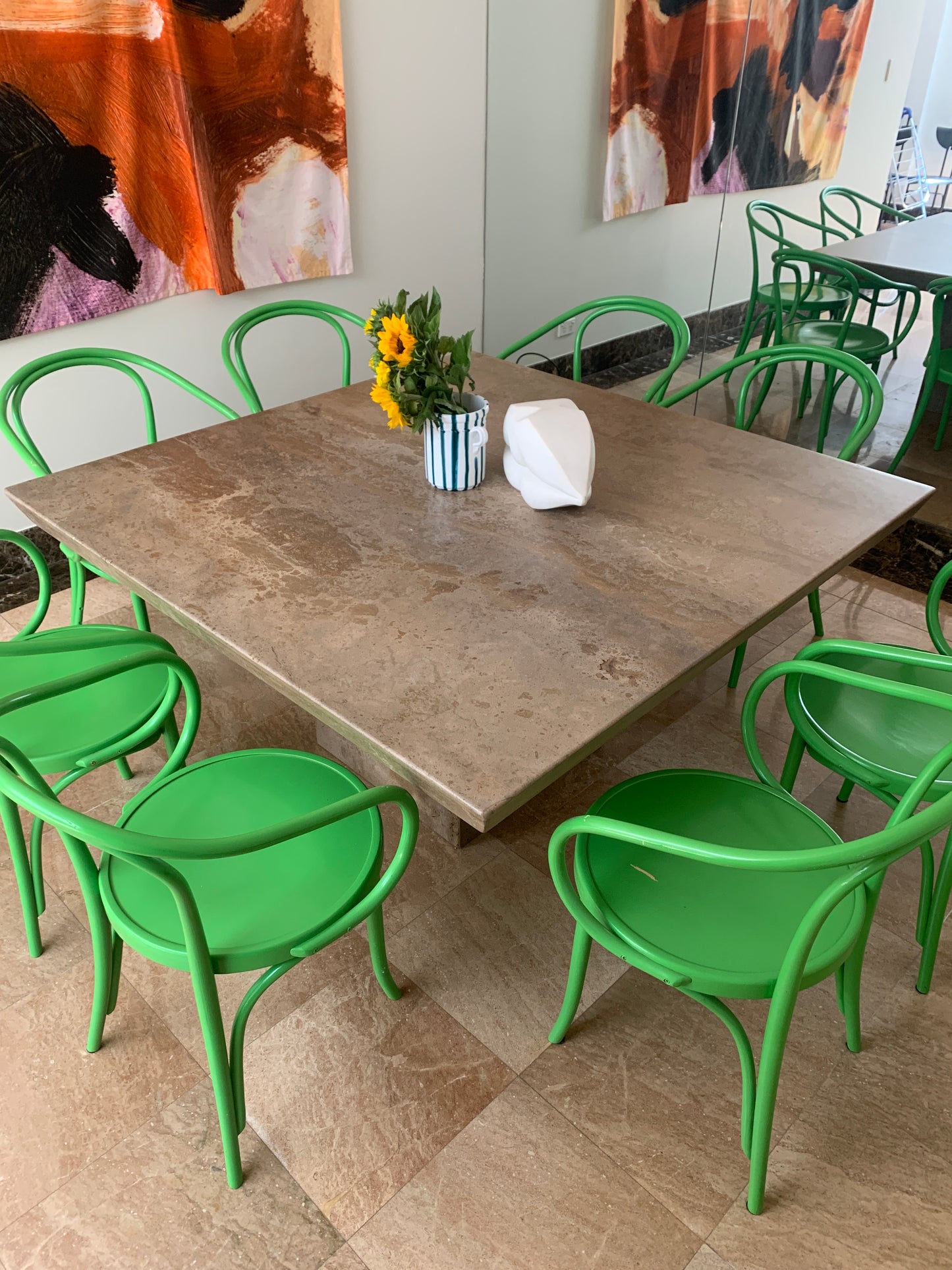 - Set of Six Green Thonet Le Corbusier Chairs