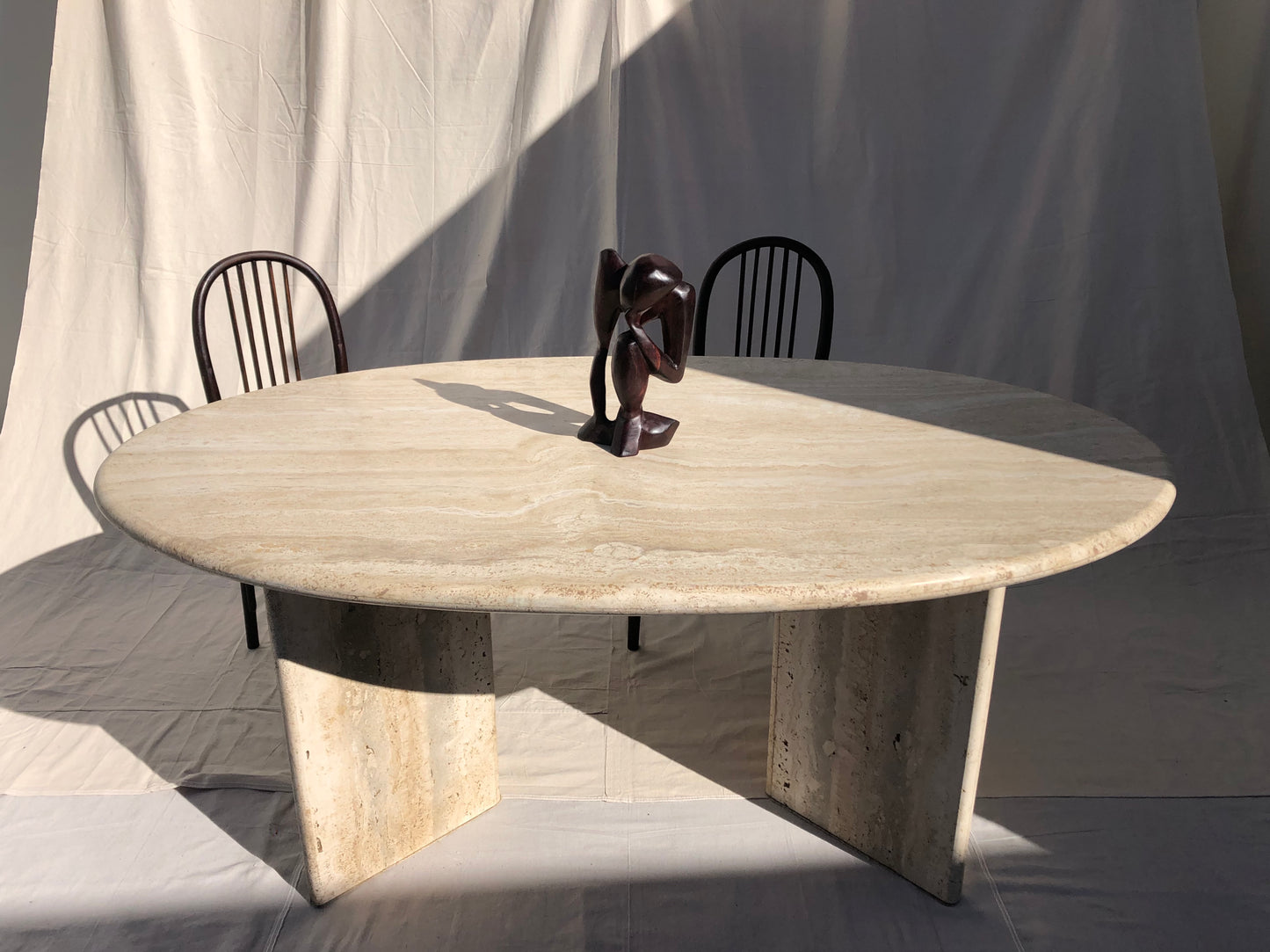 Vintage Oval Travertine Dining Table