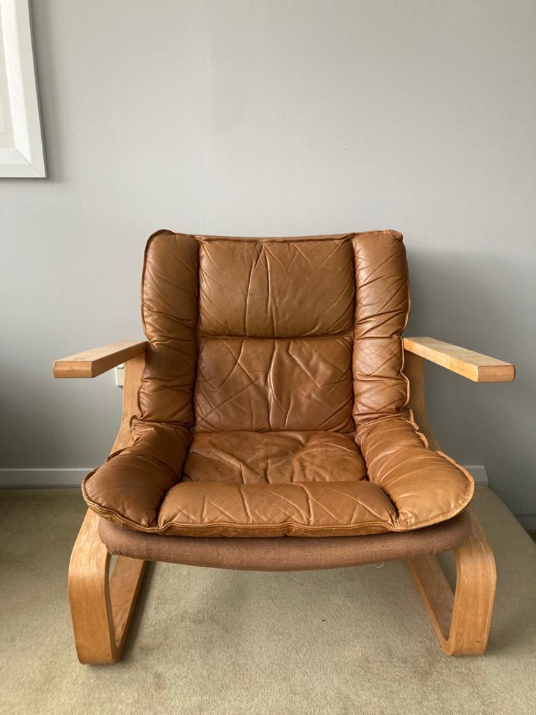 - Ingmar Relling for Westnofa Leather Lounge Chair - Two Available