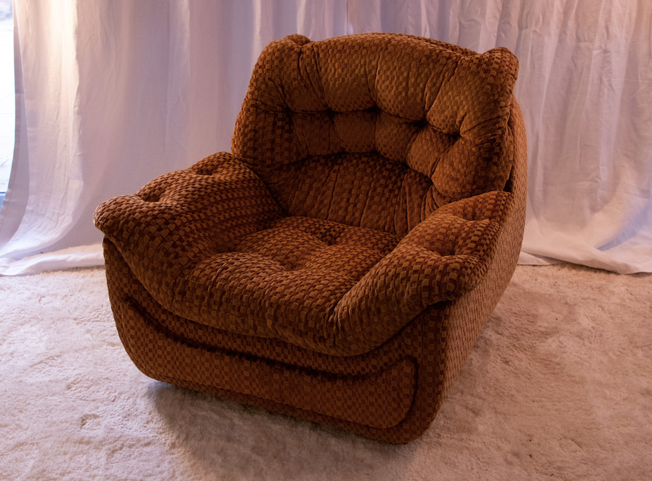 chequered velvet armchairs - Two Available