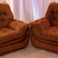 chequered velvet armchairs - Two Available