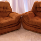 chequered velvet armchairs - Two Available