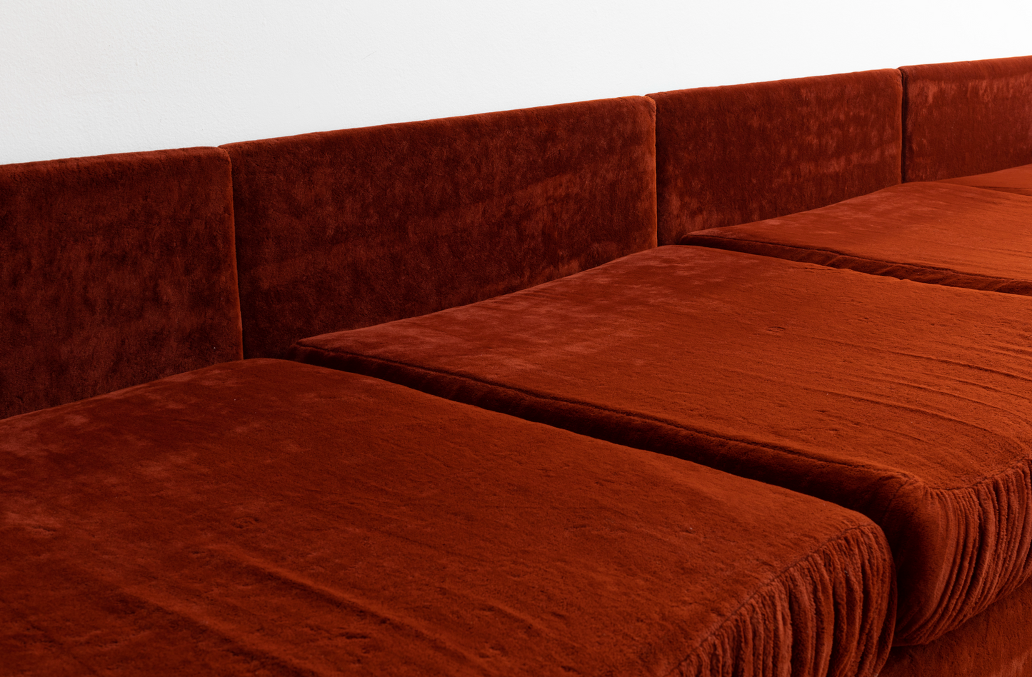 - 70s Rust Velour Modular Sofa