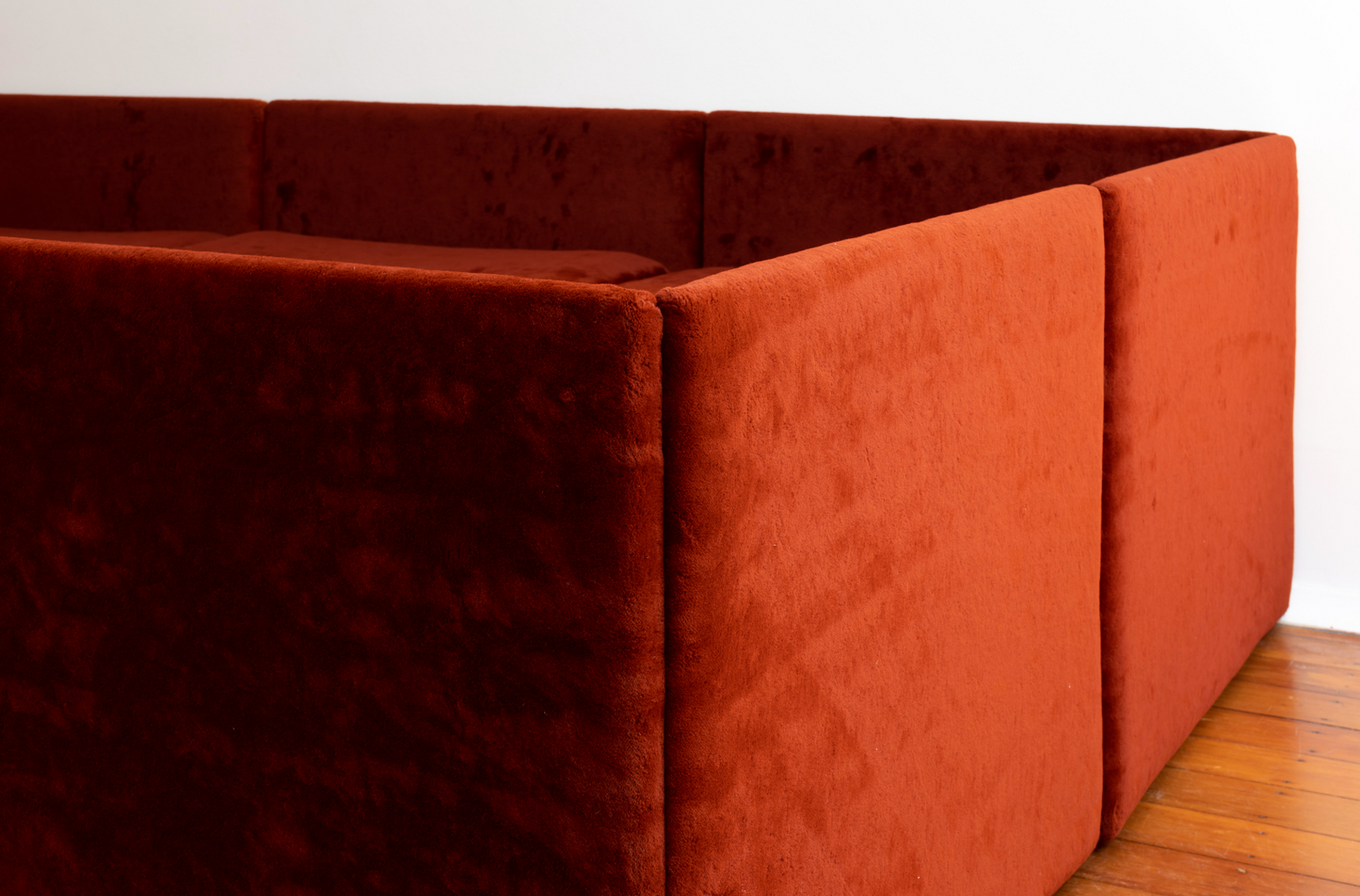 - 70s Rust Velour Modular Sofa