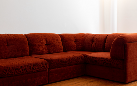 - 70s Rust Velour Modular Sofa