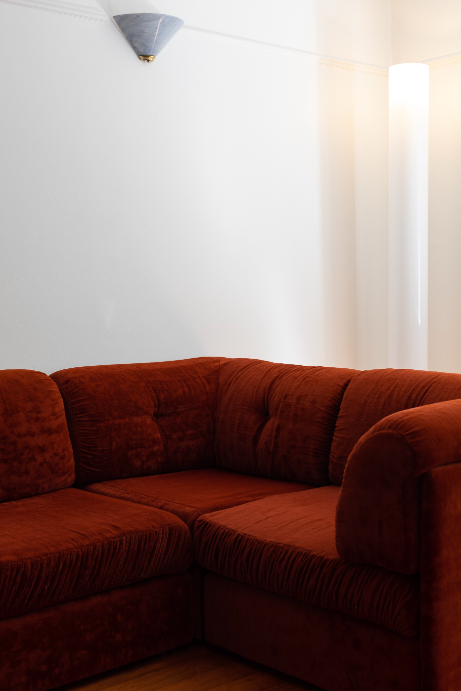 - 70s Rust Velour Modular Sofa