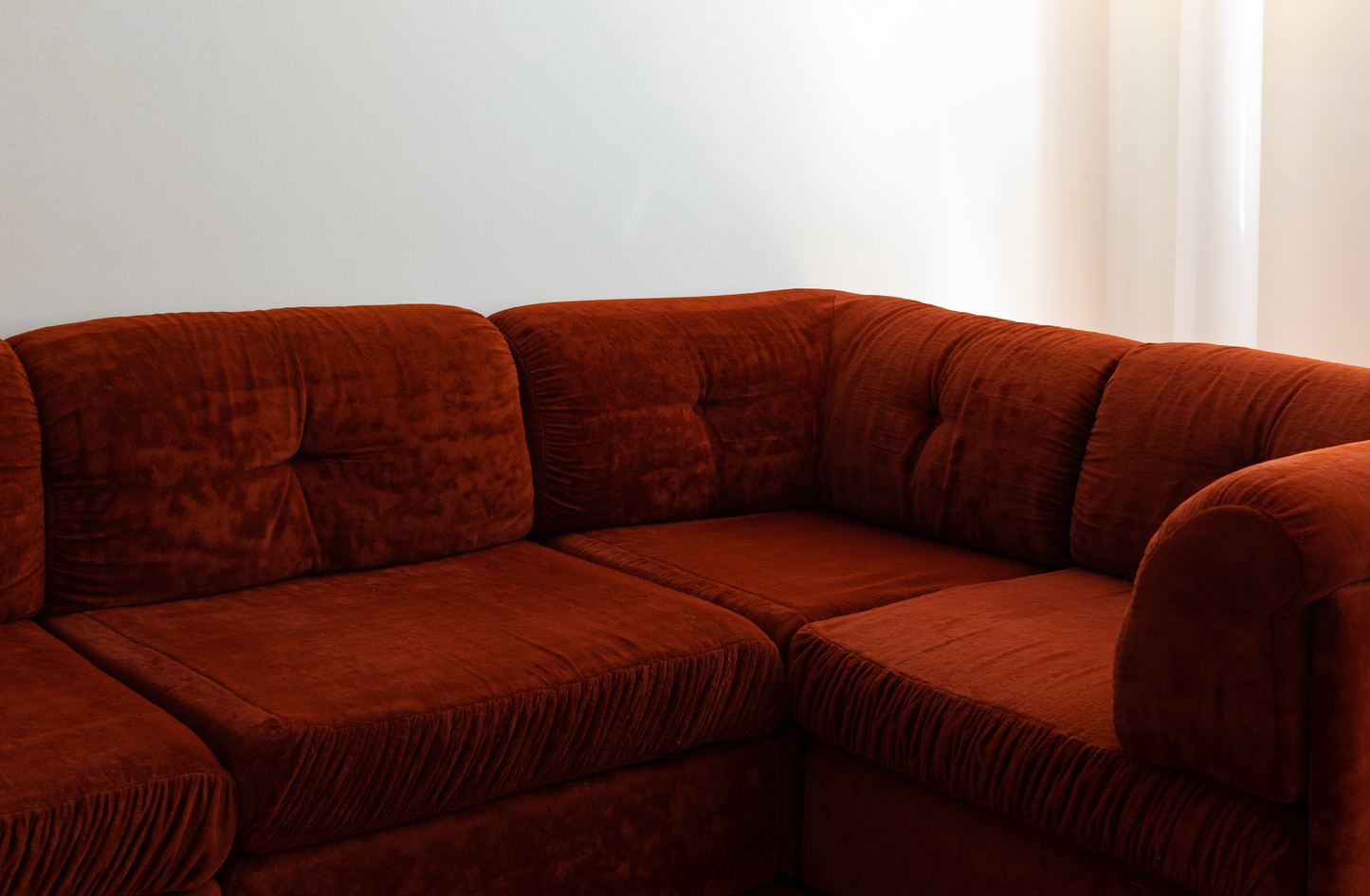 - 70s Rust Velour Modular Sofa