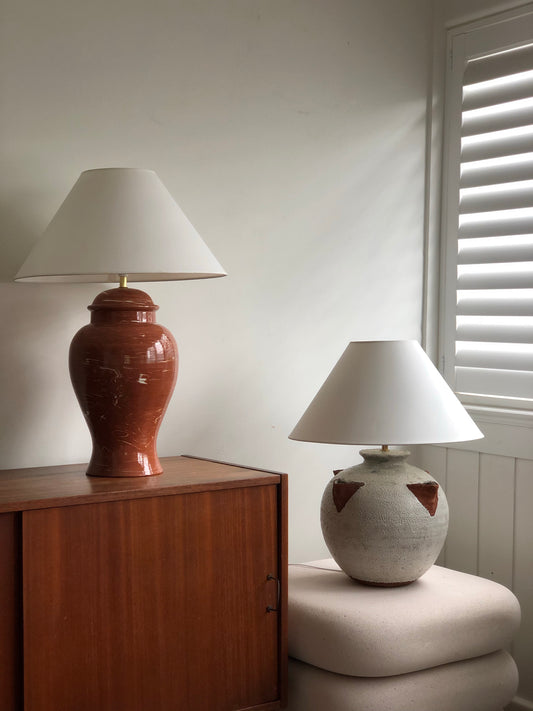 One off large hand built mid century lamp with large shade