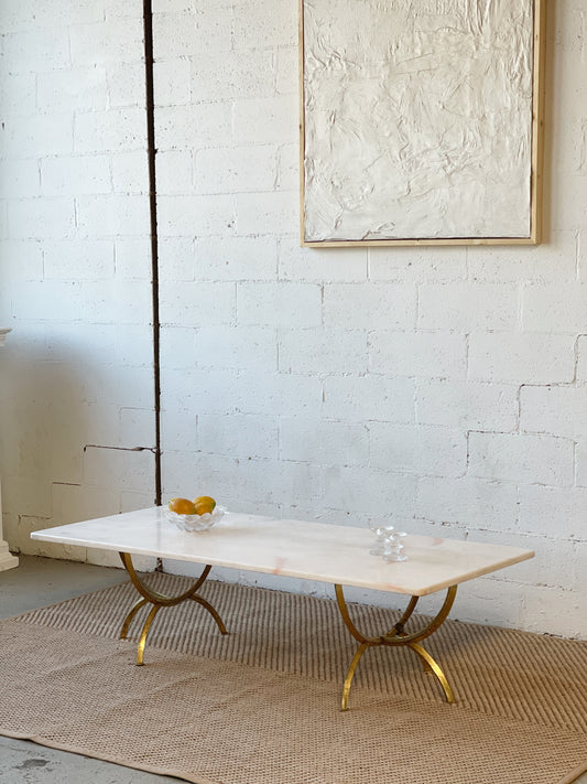 Marble Coffee Table with Brass Base