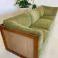 Vintage Parker Rattan and Velvet Modular Sofa