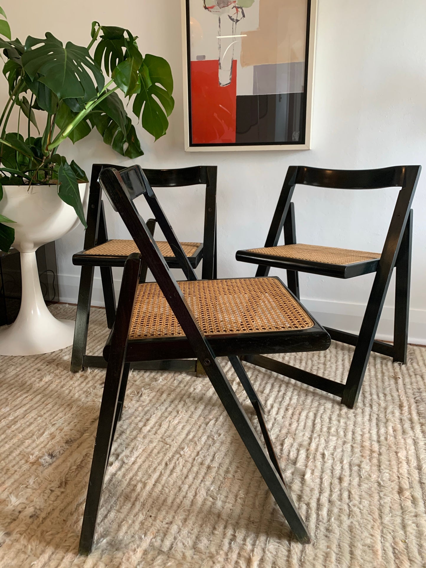 Original 1960’s Aldo Jacober and Pierangela d’Aniello “Trieste” Rattan Folding Chair