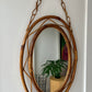 Vintage Italian Bamboo Mirror by Bonacina