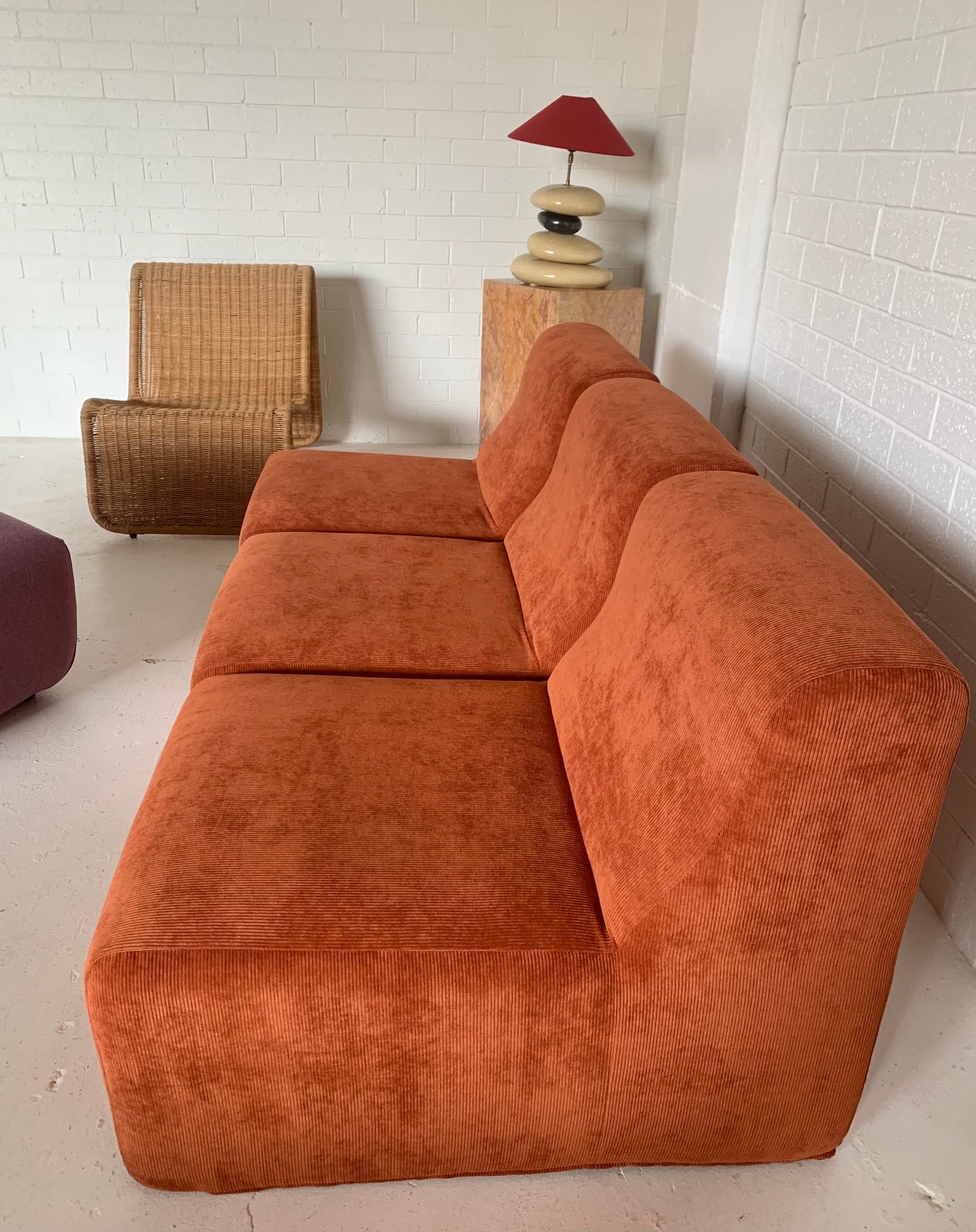 Vintage Modular Cord Sofa, Newly Upholstered