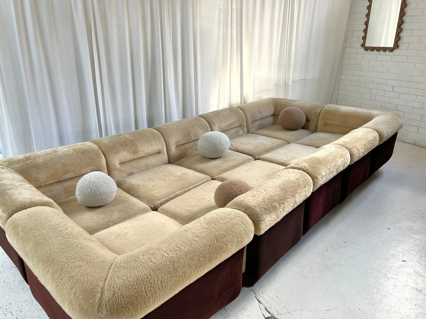 - Vintage VandeRoza Furry Five Piece Modular Sofa - One Set Available