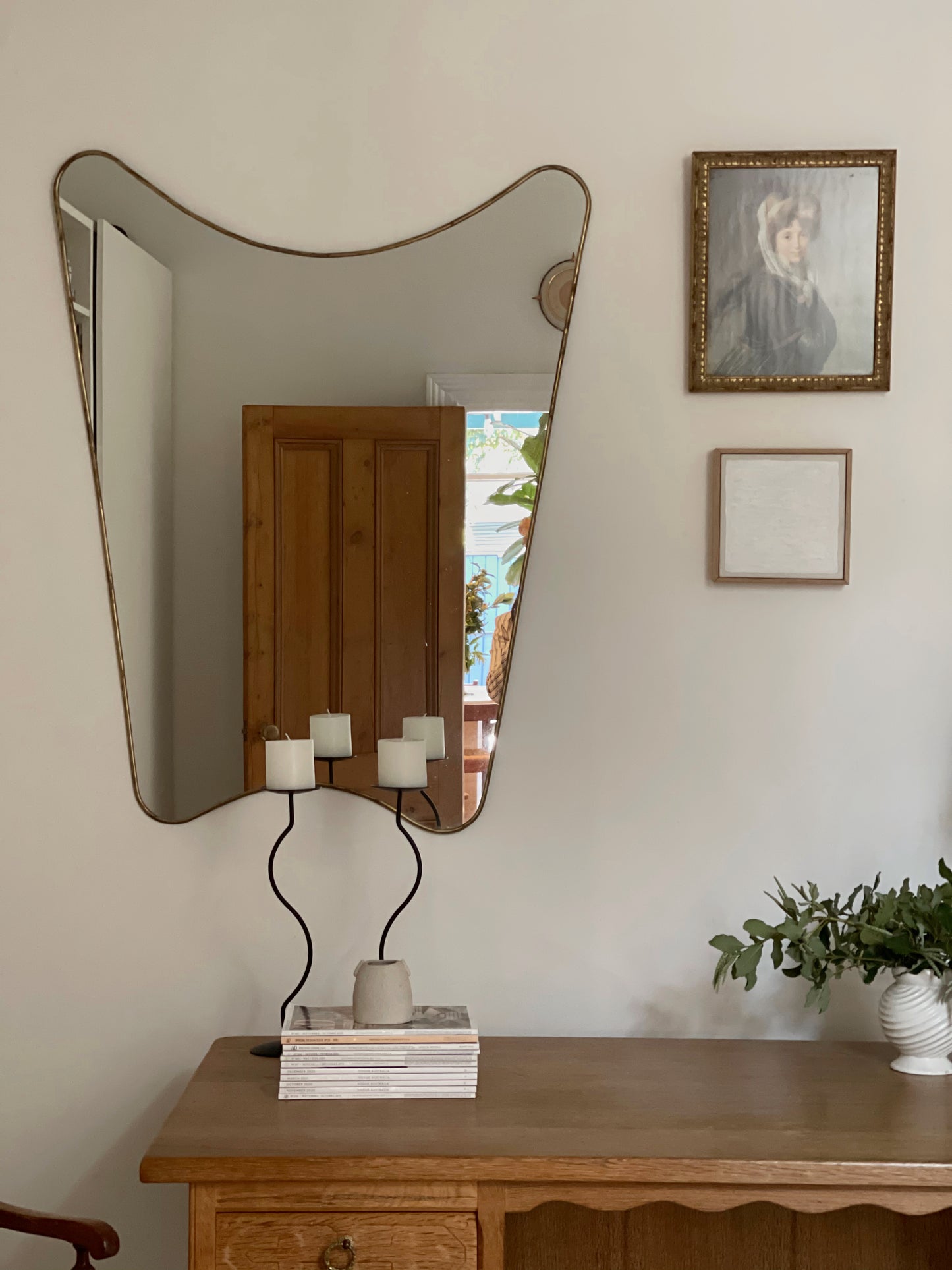 XL Trapeze Brass Mirror
